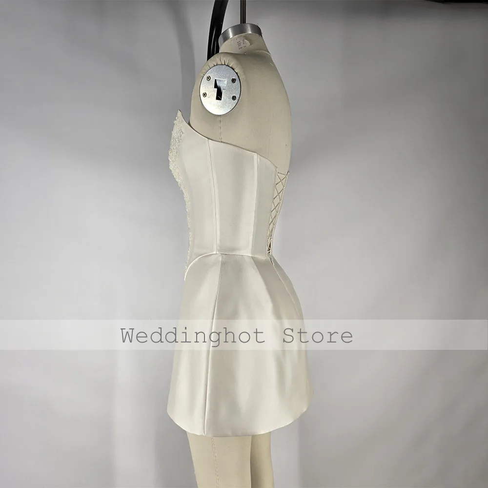 Cocktail Dress Women 2 Pieces Satin Beaded Applique Mini Crop Top A Line Party Dress
