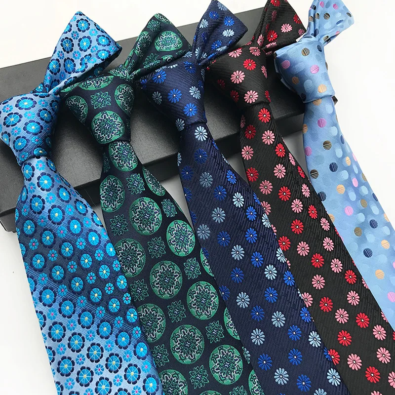 

New Silk 8 Cm Geometry Floral Tie for Wedding Party Boyfriend Gifts Fashion Men Luxury Paisley Ties Mens Gifts