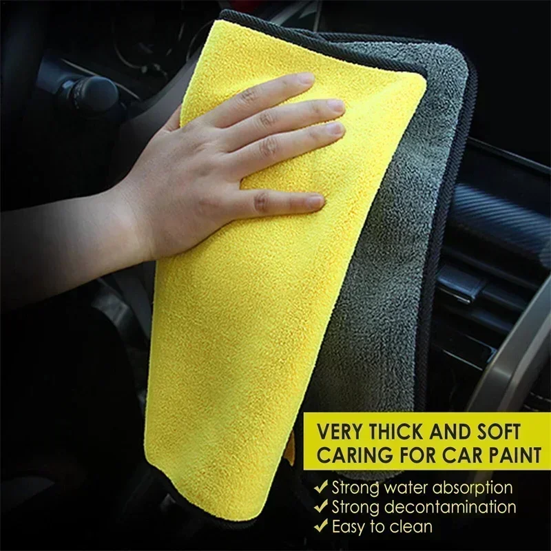 Microfibre Car Cleaning Cloths Thickened Car Towel Super Absorbent 1/10pcs For Wash Waxing Polishing Cleaning Drying