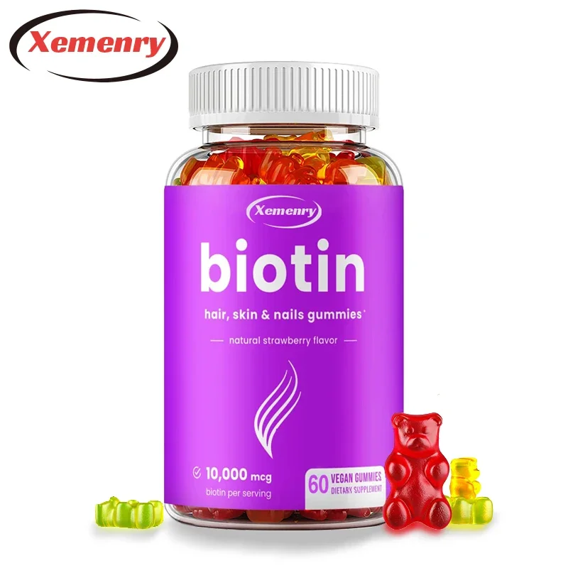 

Biotin Gummies 10,000 Mcg - Supports Hair, Skin & Nails, Natural Strawberry Flavor