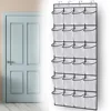 1x 24 Grid Wall-mounted Sundries Shoe Organiser Fabric Closet Bag Storage Rack Mesh Pocket Clear Hanging Over The Door Cloth Box 2