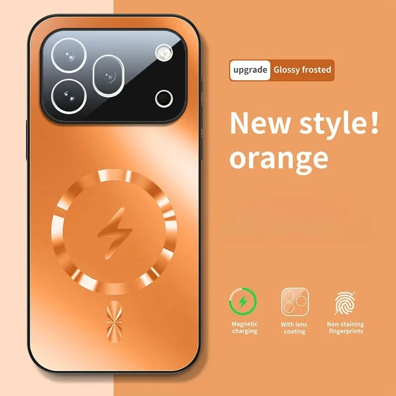 Enhanced Magnetic Wireless Charging Case with Shockproof AG Matte Glass Lens Protection
