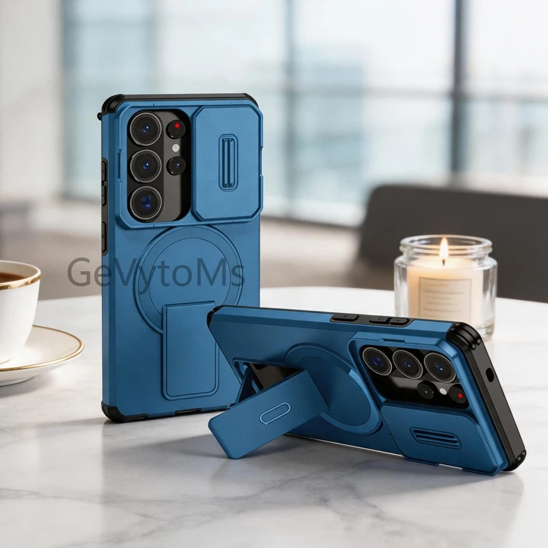 Enhanced Kickstand Case with Lens Cover & Magnetic Car Holder