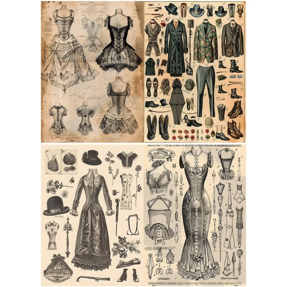 10 pezzi di materiale della serie Time retrò, manuale di carta, supporto decorativo, album di cancelleria artigianale, carta fatta a mano della corte europea - immagine 4