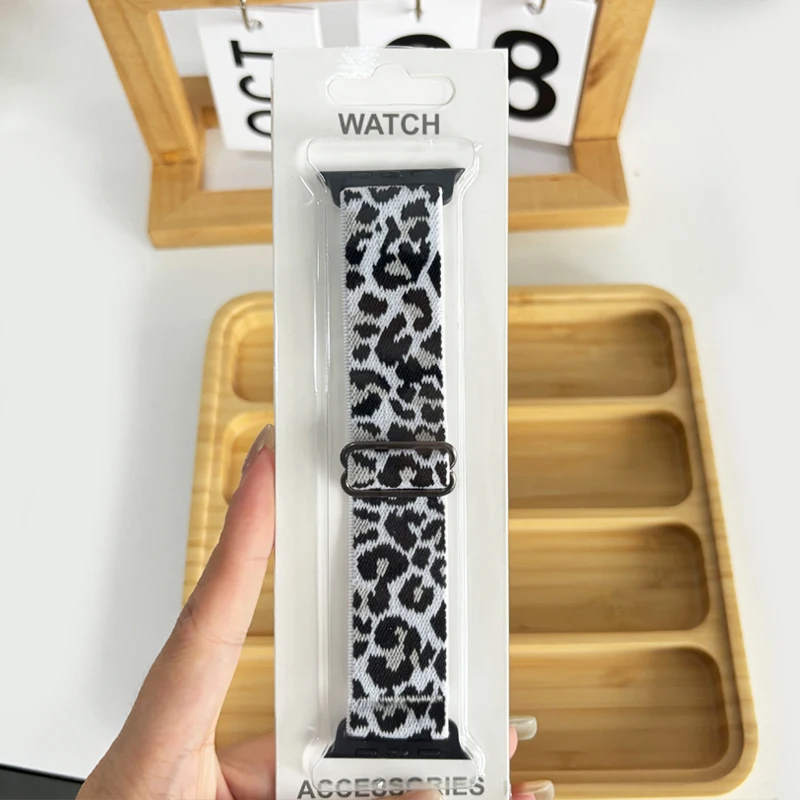 ตัวเลือกสินค้า สายนาฬิกาไนลอนยืดลายเสือดาว สำหรับ Apple Watch