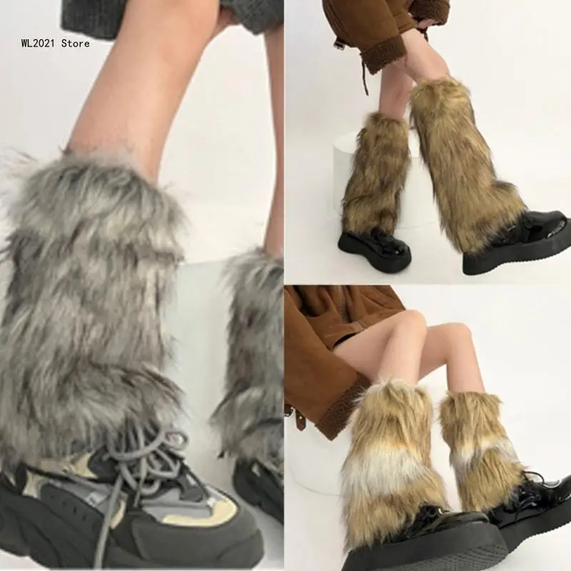 

Harajuku Boot Cover Women Winter Thickened Furry Plush Leg Warmer Long Socks