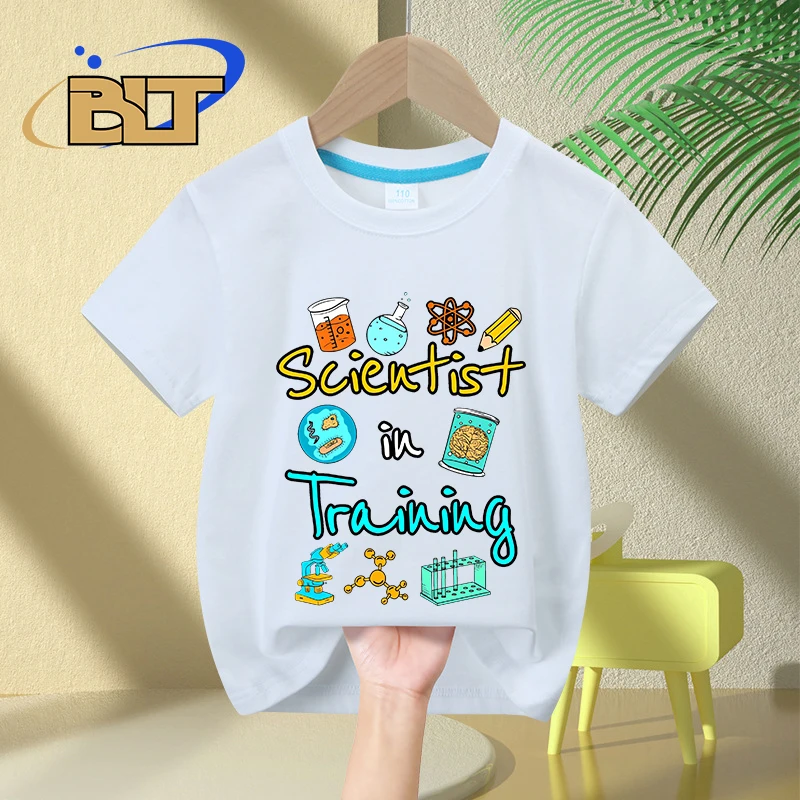 

Scientist In Training Science printed kids T-shirt summer children's pure cotton short-sleeved casual tops boys and girls gifts