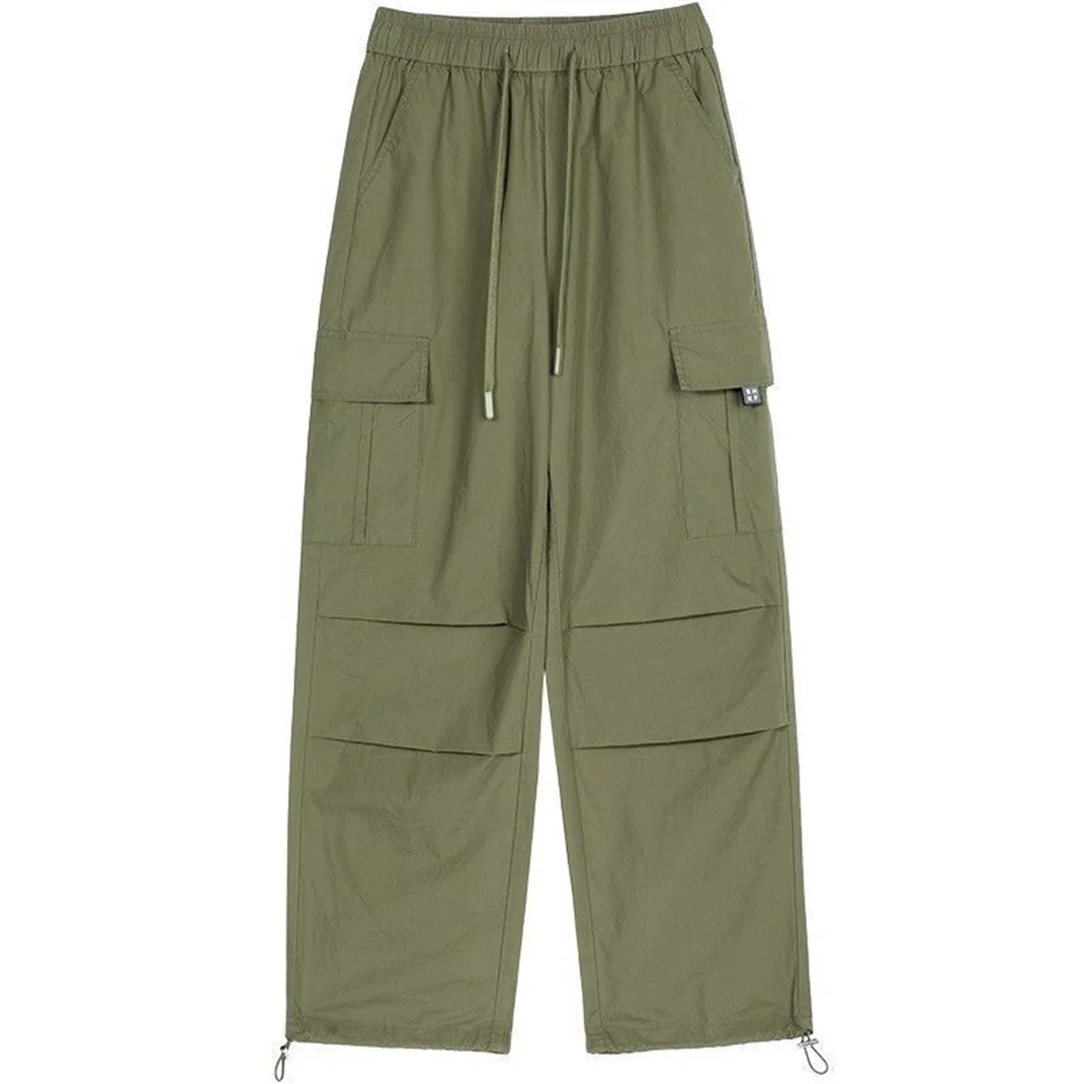 Green Women Tech Pants Drawstring Black Low Waist Wide Leg Trousers Oversized Sweatpant Baggy Joggers Streetwear Cargo Pant 5