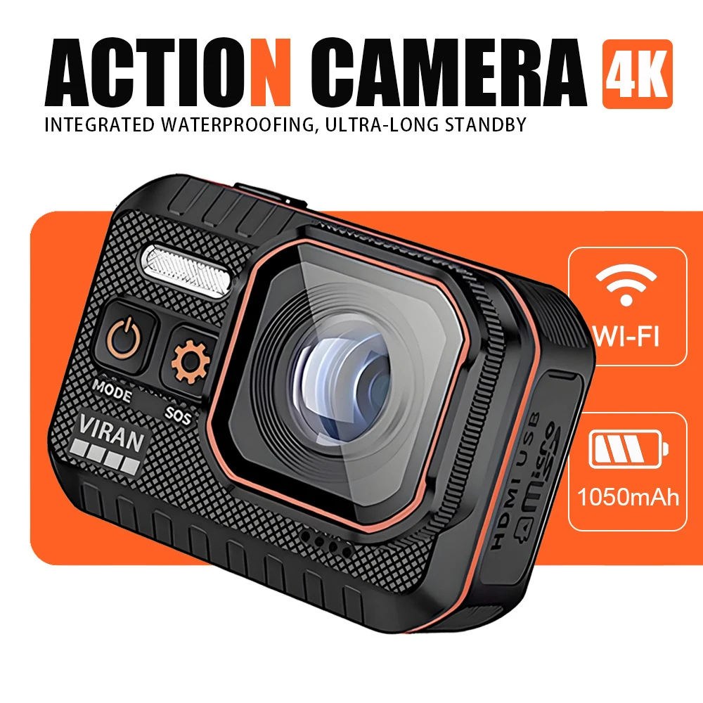 VIRAN SC002 Action Camera 4K With Remote Control Screen Waterproof Sport Camera drive recorder Sports Camera Helmet Action Cam