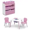 4-Piece Toddler Playroom Furniture Set Table Chairs Toy Organizer Kids Playroom Storage Furniture Unisex Childrens Play Area 2