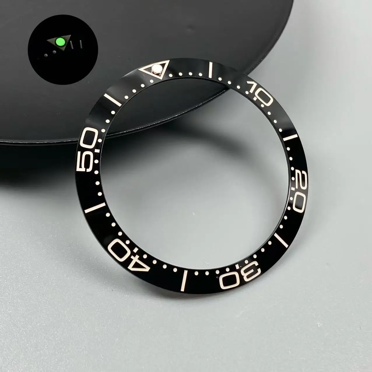 Blue/Green Luminous 38mm Tilted Ceramic Bezel Insert Ring