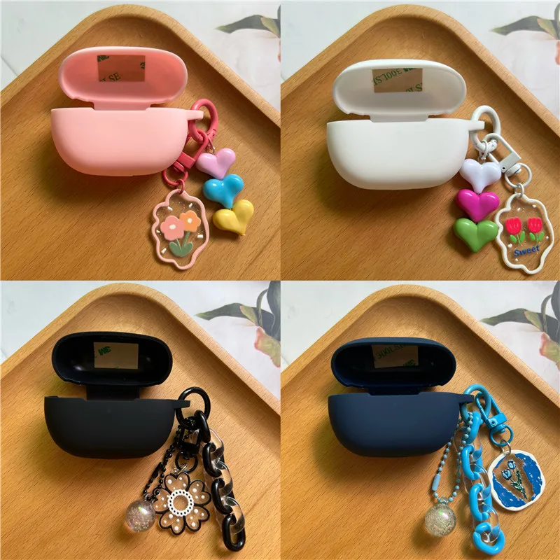

Cartoon Silicone Protective Case For Redmi Buds4 Active With keyring Candy Color Soft Thin Earphone Cover For Redmi Buds4 Active