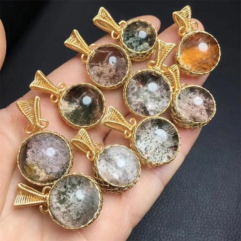 

Natural Garden Quartz Pendant Jewelry For Women Lady Man Gift Crystal Silver Water Drop Beads Clear Garden Gemstone 1pcs