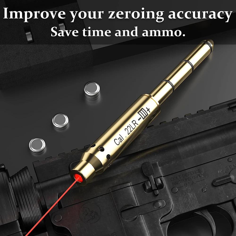22LR Laser Bore Sight Red Dot Laser Sight End Barrel Boresighter Airsoft Hunting Optics Scope Zeroing Sight for Pistols Rifle