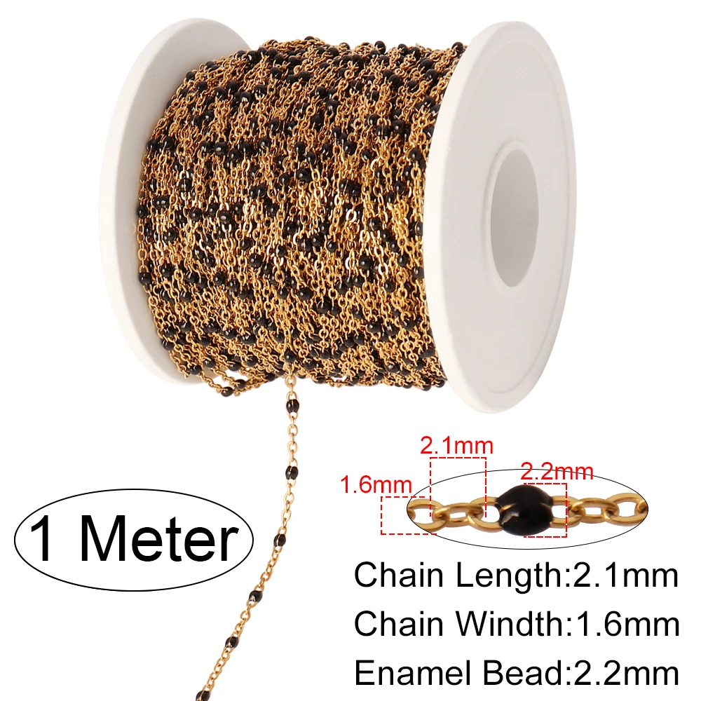 1 Meter Multi-Color Stainless Steel Enamel Flat Link Cable Chains