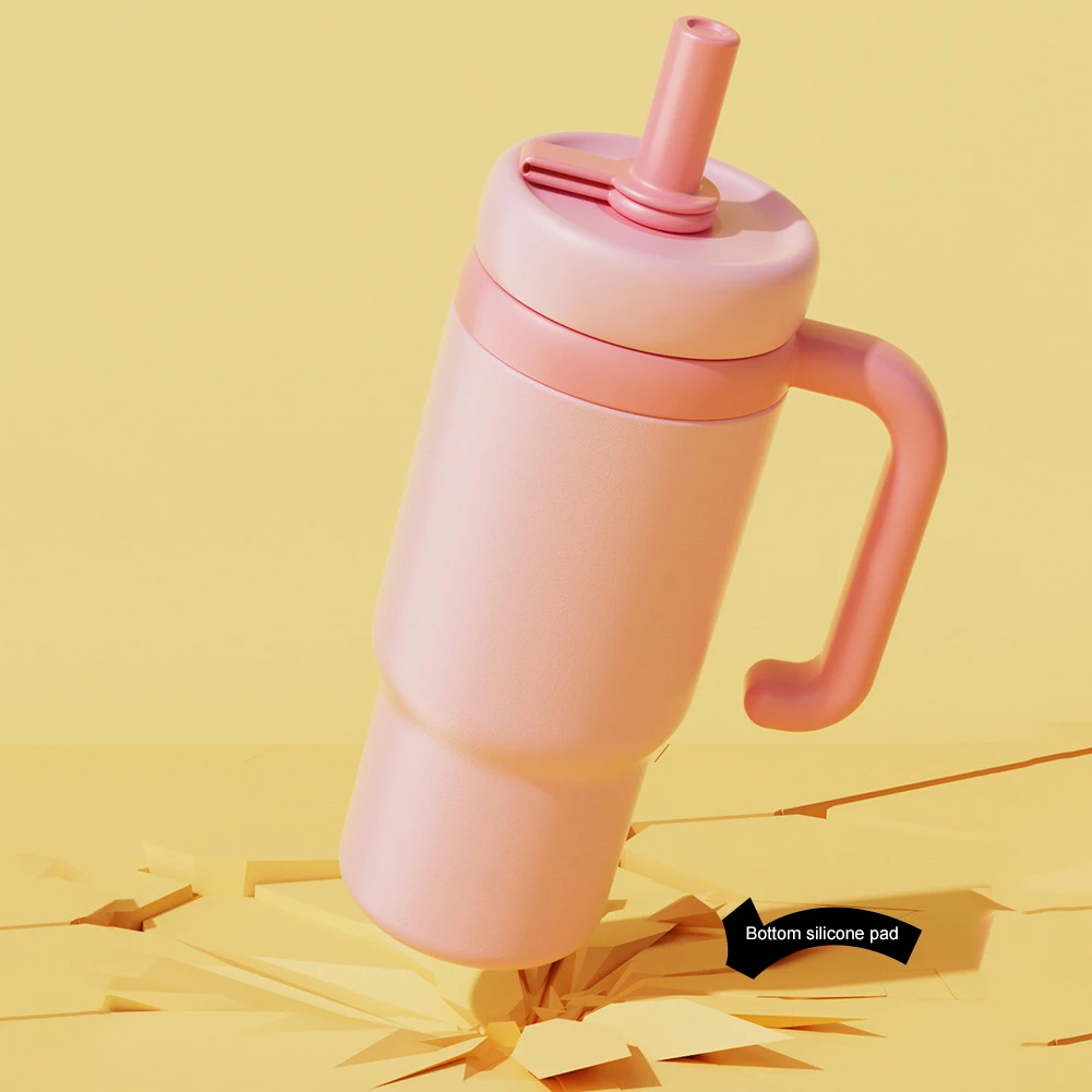 Stainless Steel Whale Fountain Tumbler with Handle Whale Water Cups with Straw 710ML Leak Proof Water Bottle for Kids Adults