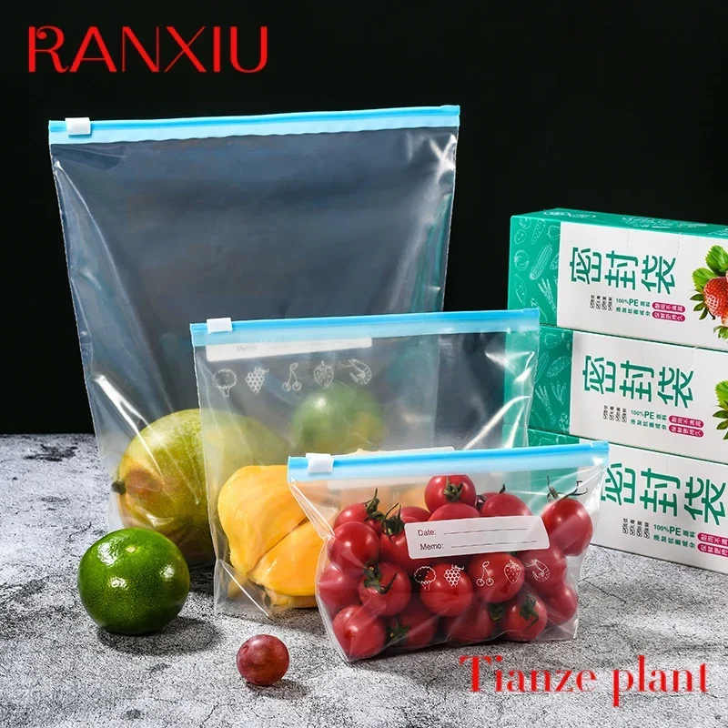 

Custom Easy to tear transparent Food packaging tote slider stand up zipper bag plastic pouch