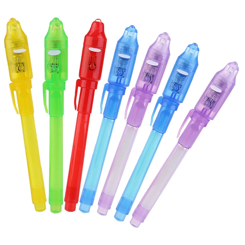 

7 Pcs Pen With Light Ink Pens Invisible No Color Novel Shadow Plastic Toy UV Student
