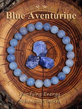 Blue Aventurine Stone Beaded Bracelet for Calmness Protection Positive Energy Confidence & Healing Natural Gemstone Jewelry Gift