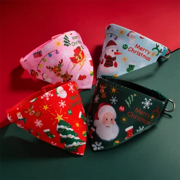 Christmas Pet Bandanas for Dogs & Cats – Santa Claus Cotton Scarf Collar 1
