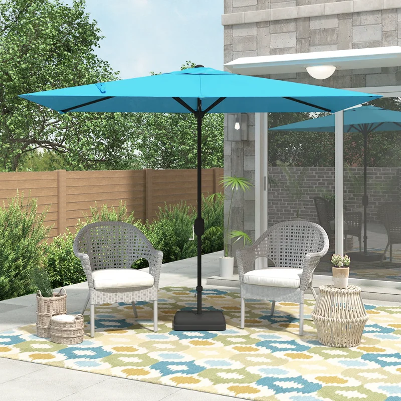 

Abble 10X6.5FT Crank Rectangular Patio Umbrella - Aqua shade umbrellas beach umbrella outdoor umbrella