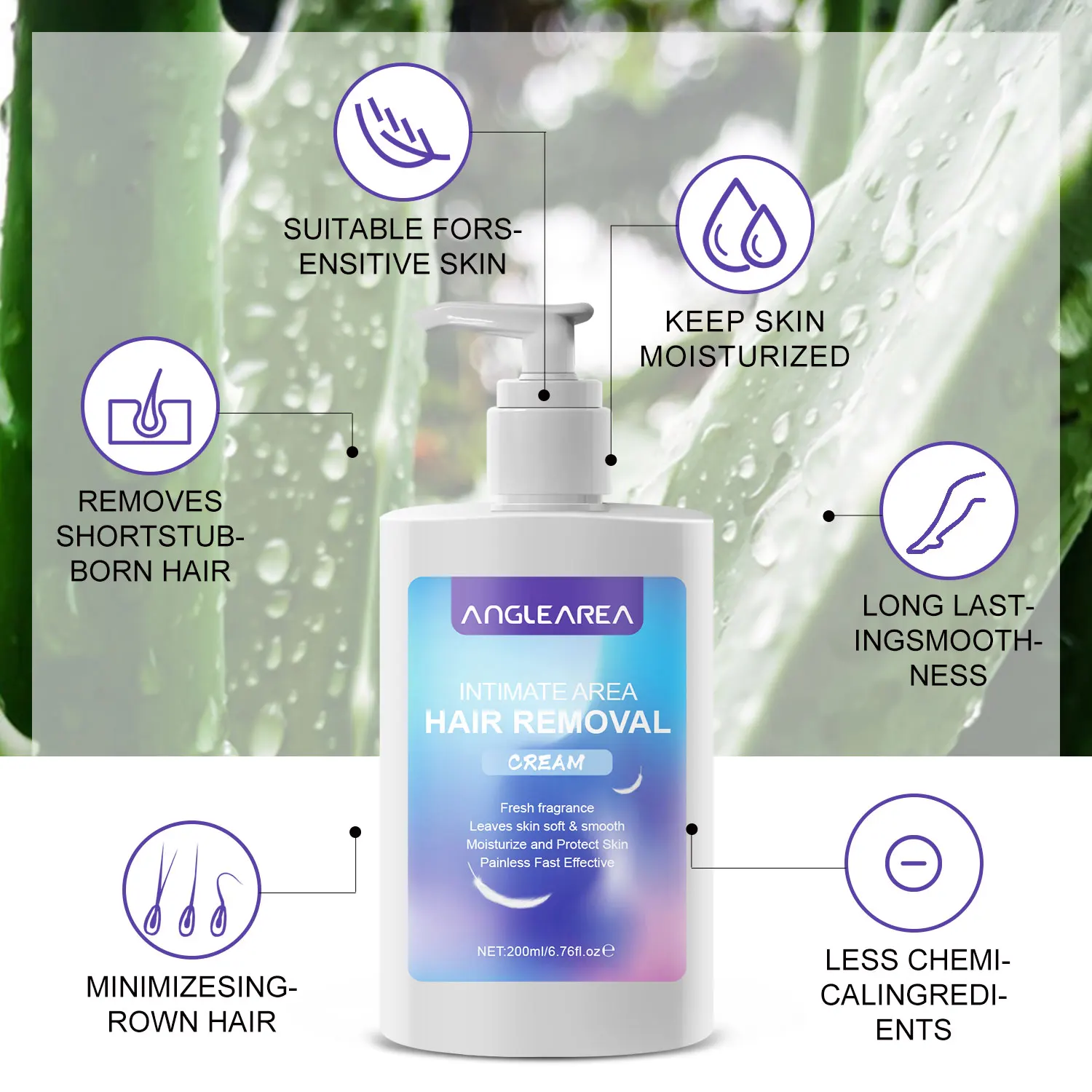 Hair Removal Cream Anglearea Hair Aloe Vera Hair Removal Cream 200ML Private Part Herbaly Painless Remover Cream Whitening Rapid Depilatory