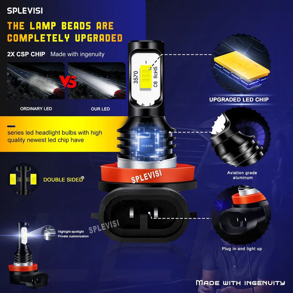 H11 H8 H9 High Beam Headlight LED Bulbs Motorcycle Light