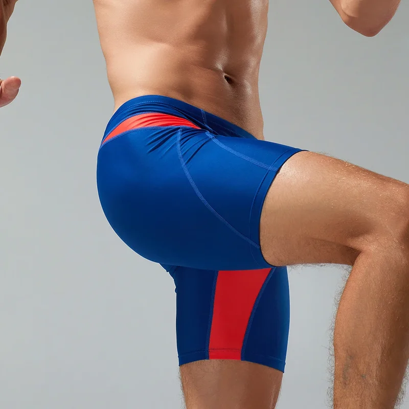 SEOBEAN-Men' Low Rise Color Block SWIM BOXER SWIMWEAR,