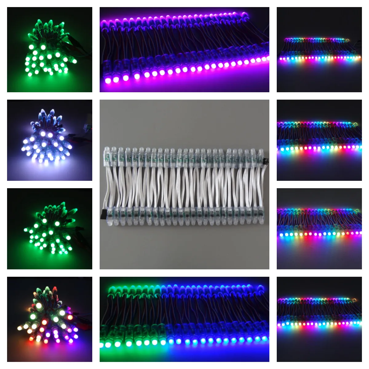 50pcs/lot DC5V/12V input WS2811 pixel module,12mm black/green Wire led string;Chrismas tree;waterproof with 3pin JST Connectors