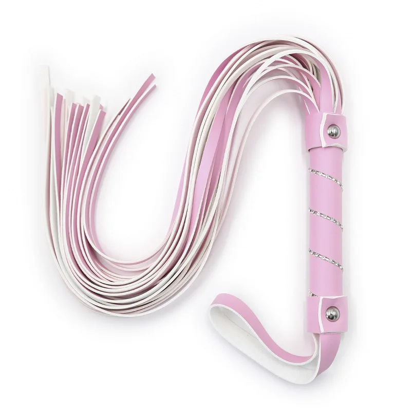 63.5cm Diamond Inlaid Handle Leather Tassels Long Horse Whip Riding Crop Flogger Paddle Slapper Horse Training Dressage Whips 6