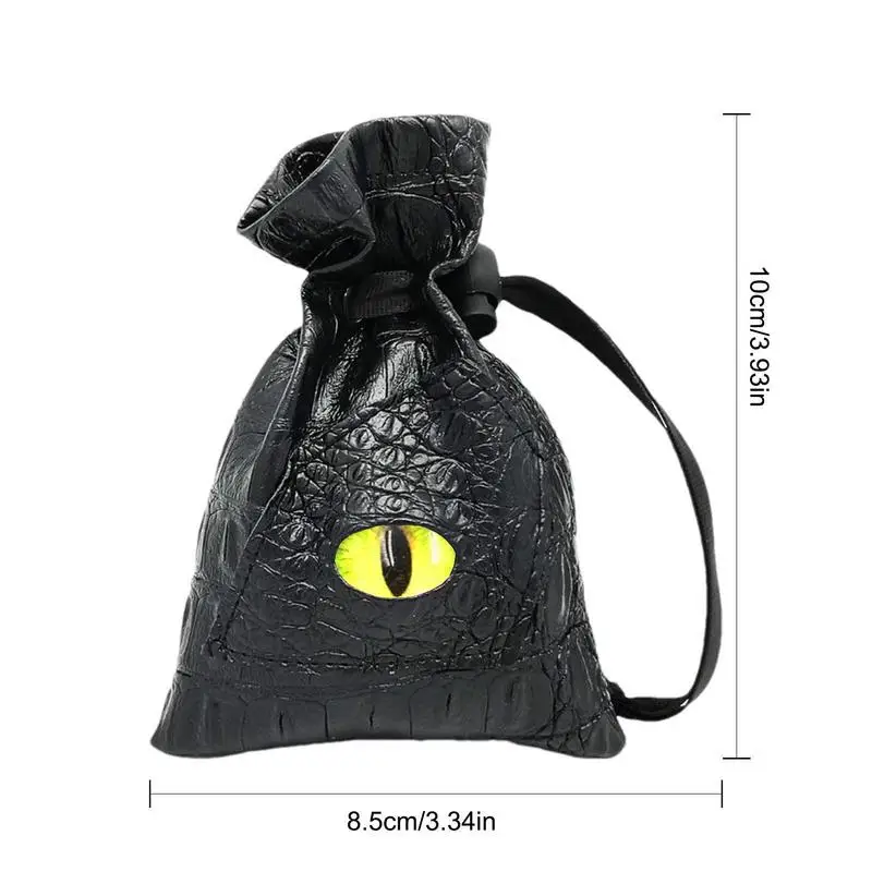 PU Leather Dice Bag Dragon Eye Pattern PU Leather Dice Storage Pouch Dice Container Embossed Games Accessories Drawstring Coins