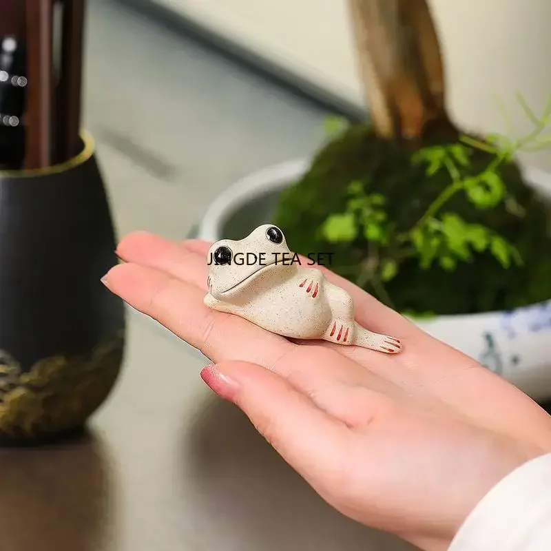 Ceramic Cute Frog Tea Pet Chinese Kung Fu Tea Zen Lotus Tea Set Desktop Ornament