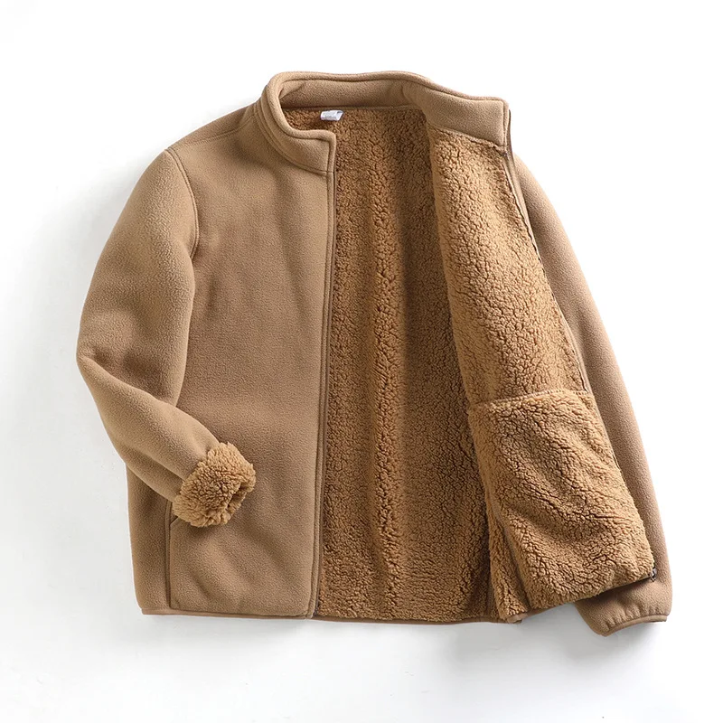 Double-layer Composite Polar Fleece Stand-up Collar Jacket for Couples