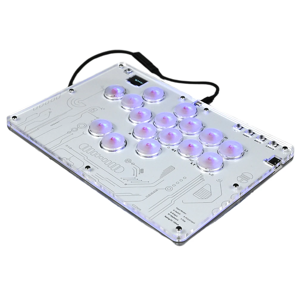 아케이드 스틱 16키 슬림형 아케이드 파이트 스틱 게임 키보드(RGB 및 터보 기능 포함) 스위치/PC/PS3/스팀 덱용