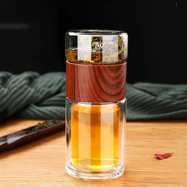 Double Wall Glass Tumbler - Glass Tea Tumbler with Infuser