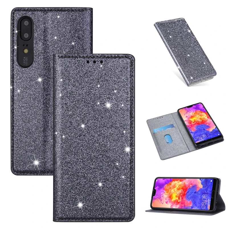 Custodia In Pelle Flip Portafoglio Glitter Per Huawei P40 P40 Lite P30 P30 Pro P20 Pro P Smart 2019 Mate 20 Pro 10 Lite Y7 2019 Y6 2019