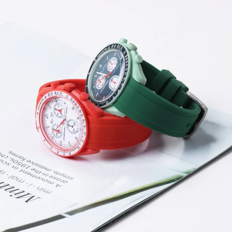 Curved End Silicone Rubber Watch Strap - Universal Diving Bracelet