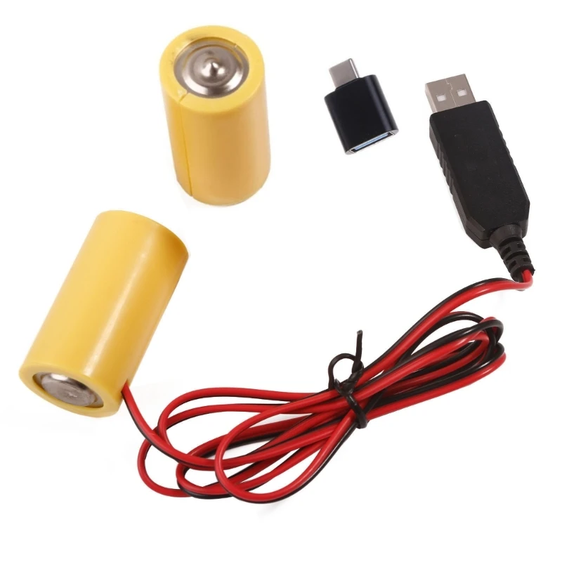 

Y1UB 3V Power Converter LR14 C Eliminators Replace 2Pcs 1.5V C Size Batteries for LED Light Toy with Type C Adapter