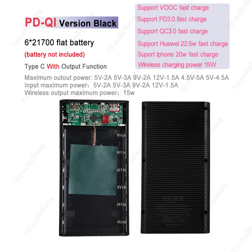 Battery Box 6x21700 Battery Charger Box Power Bank Holder DIY Shell Case Dual USB 21700 Battery Shell Storage Organize LED Light