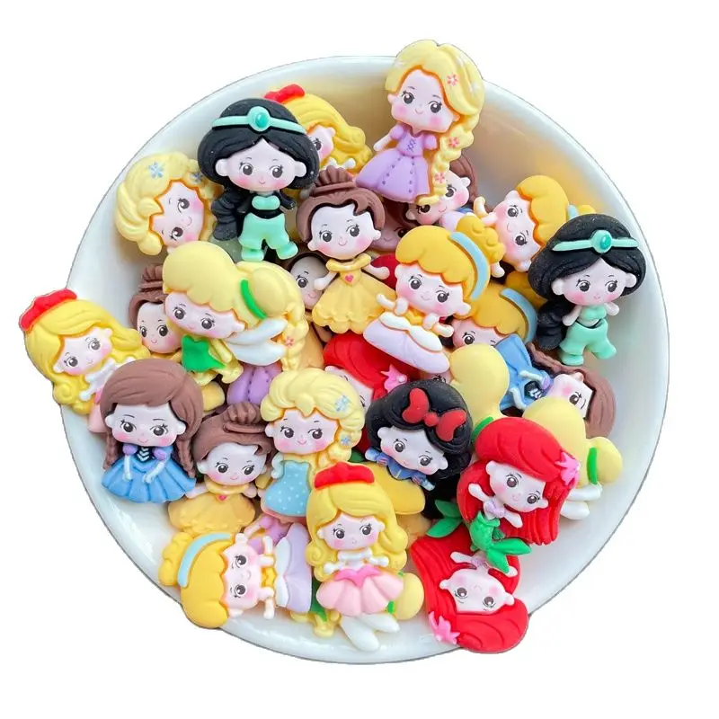 

10 Pcs New Cute Resin Mini Cartoon Princess Flat Back Cabochon Scrapbook DIY Jewelry Hairpin Embellishments Accessories