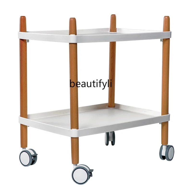 

yj Nordic Mobile Sofa Side Table Storage Bathroom Storage Rack Bedside Table Trolley Multifunctional Mini Cart