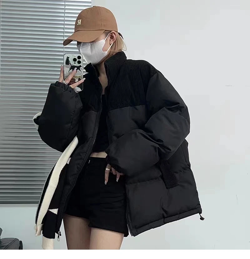 

Зимняя женская короткая куртка, новая модная утепленная ветрозащитная верхняя одежда, парка, повседневное теплое свободное студенческое пальто с воротником-стойкой, 2023