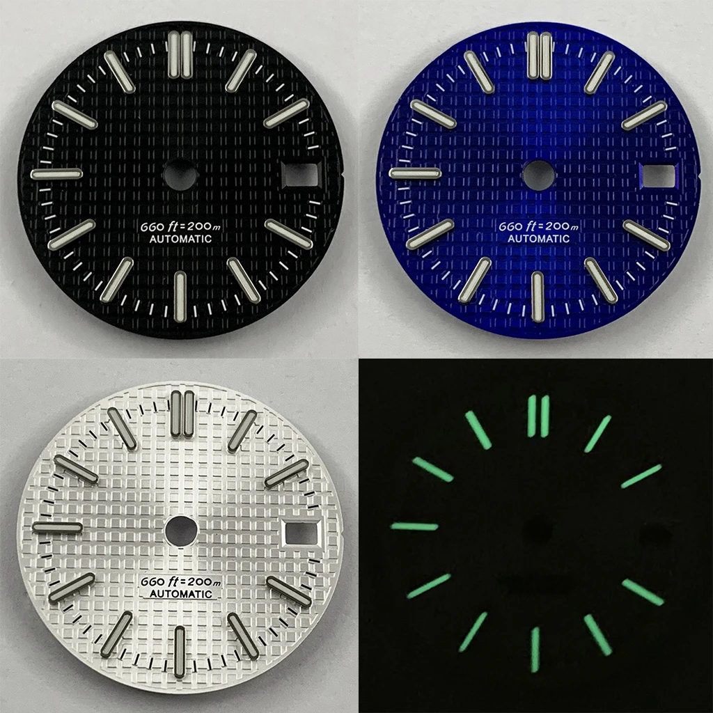 

Циферблат для часов NH35/NH35A/4R/7S, 28,5 мм, зеленый, светящийся, стерильный, черный, синий, серебристый, часовые циферблаты, запасные части