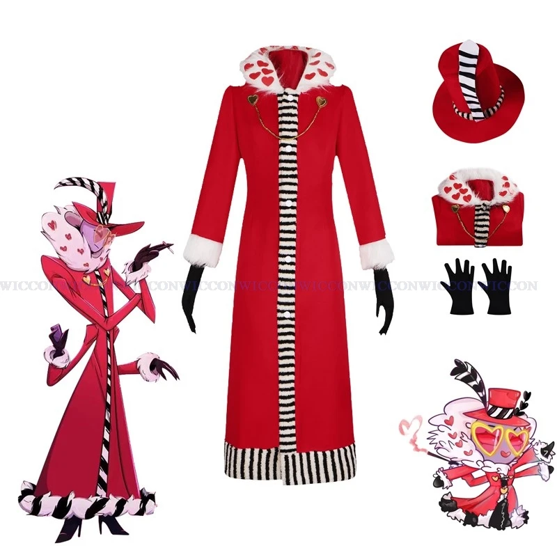 

Val Cosplay Costume Fancy Dress Outfit With Hat Women Halloween Carnival Christmas Costumes Red Suit Hazbin Csoaplay Hotel