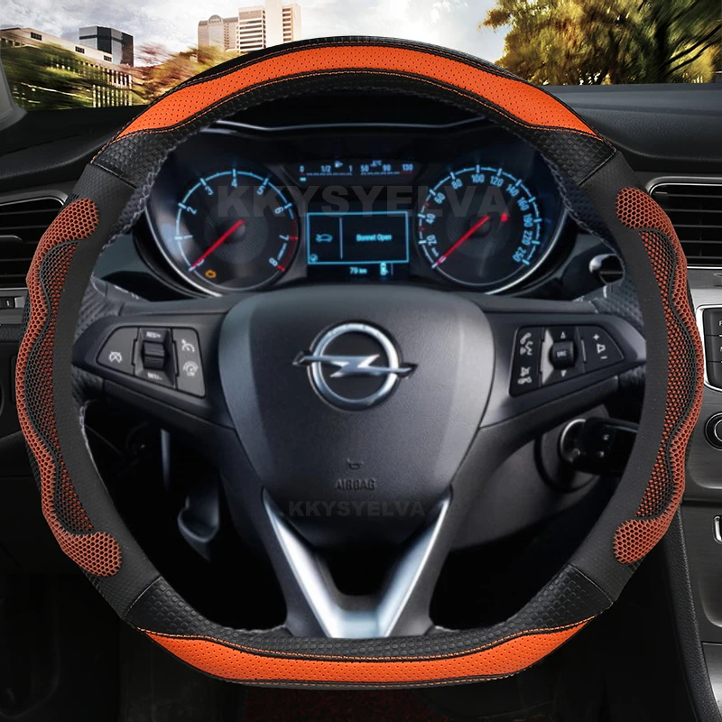 Luxury D-Shape Leather Car Steering Wheel Cover