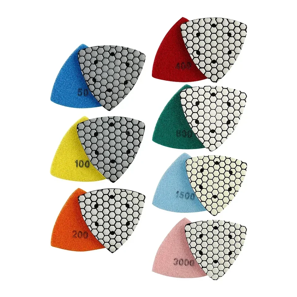 Triangle De Polissage Diamant Sec 90 Mm - Grain 50 à 3000, Pour Granit, Marbre, Béton, Haute Durabilité, Pour Meuleuse D'angle