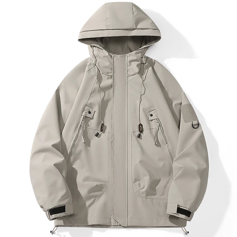 Men's Hiking Jackets Waterproof Women Windproof Windbreaker Camping Climbing Outdoor Running Trekking Coat Loose Hooded Jacket 2