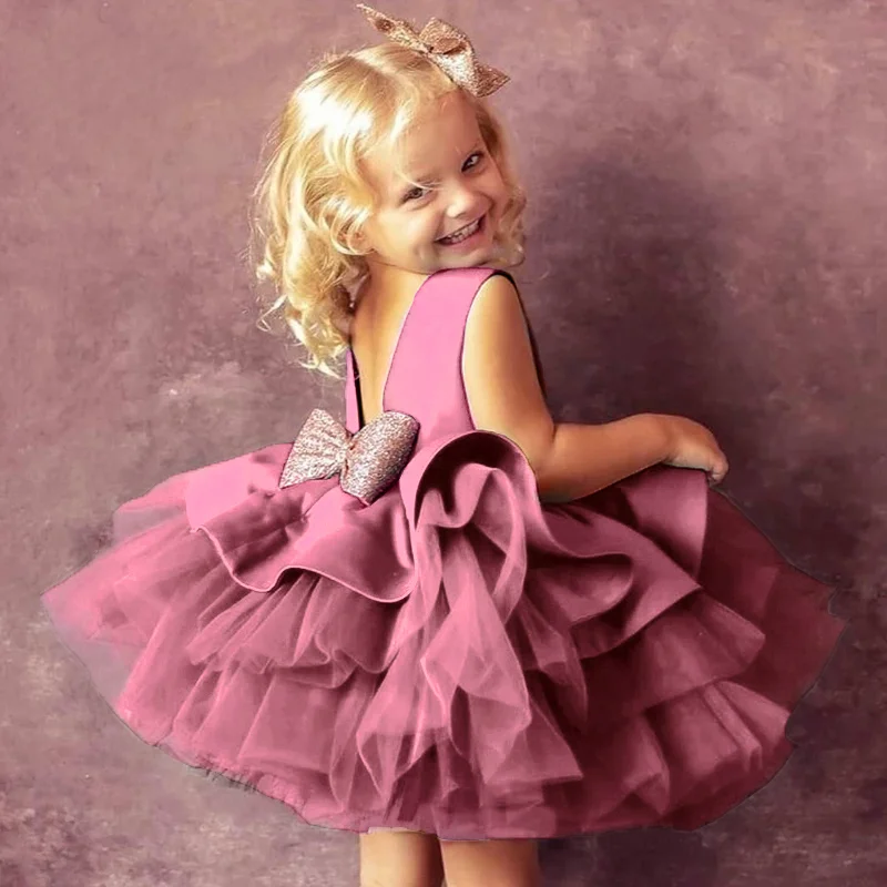 Kids Dress for Girls Christmas New Year Princess Eleagnt Party Tutu Prom Dresses Children Wedding Evening Bowknot Gown 1-5 Years girls dress princess costume kids clothes