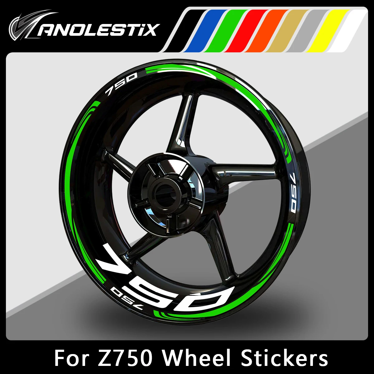 

AnoleStix Reflective Motorcycle Wheel Sticker Hub Decal Rim Stripe Tape For Kawasaki Z750