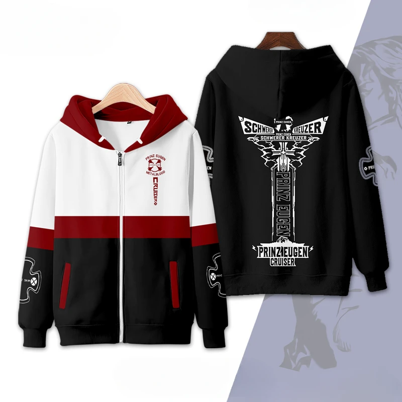 

Толстовка с капюшоном для мужчин и женщин, Свитшот в стиле хип-хоп, худи с принтом принца Эугена и игры «Азур Лейн», уличная одежда в стиле Харадзюку